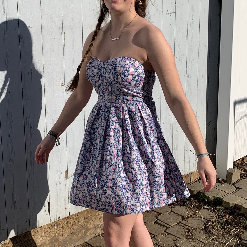 blue/pink floral sundress